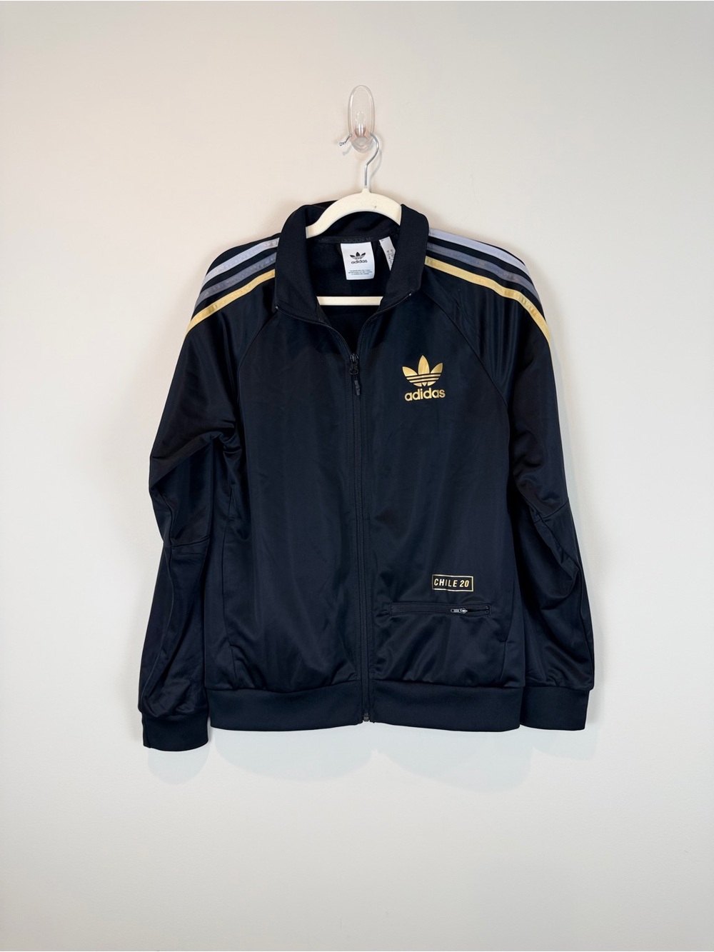 adidas Black Track Jacket with Gold Accents Size Small